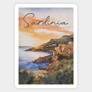 Sardinia Italy - Watercolor Sunset - Tourist Souvenir Sticker